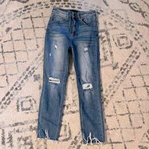 Risen High Rise Distressed Ankle Straight Skinny Jeans Size 5/27